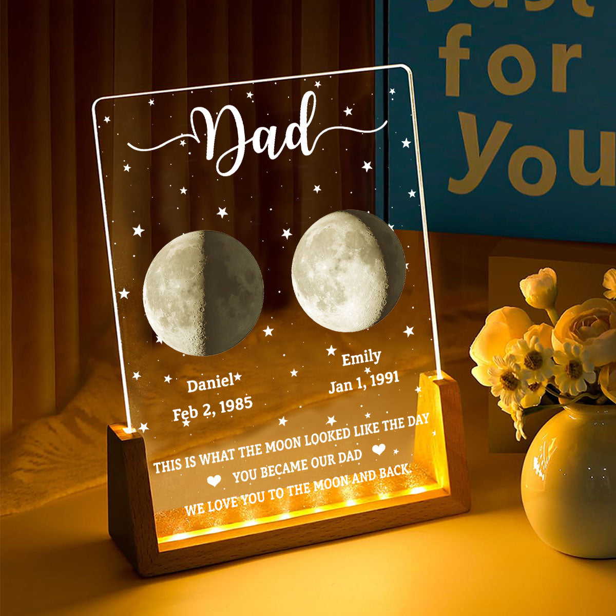 This Is What The Moon Looked Like - Personalized Night Light - Christmas Gift For Dad, Grandpa