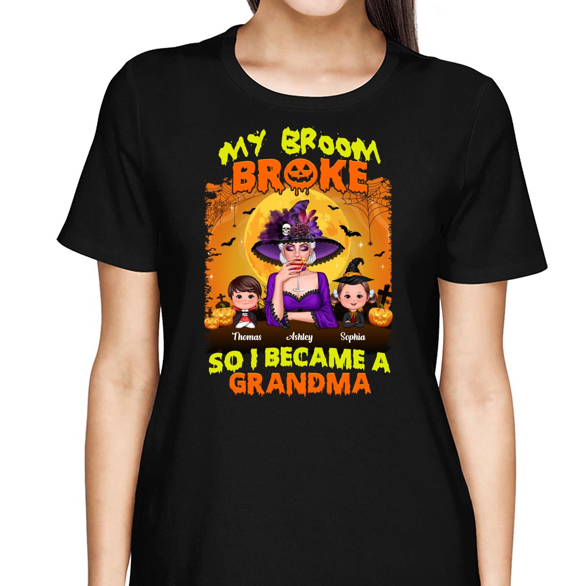Yellow And Orange Grandma Witch - Personalized Shirt - Lifestyle
