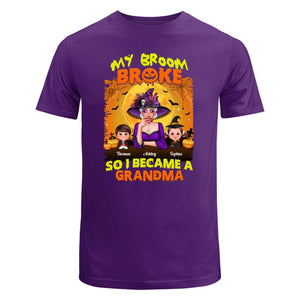 Yellow And Orange Grandma Witch - Personalized Shirt - Classic Tee Purple