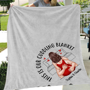 Couple Snuggle Cuddling Personalized Fleece Blanket