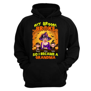 Yellow And Orange Grandma Witch - Personalized Shirt - Hoodie Tee Black