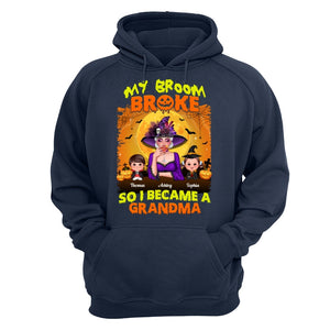 Yellow And Orange Grandma Witch - Personalized Shirt - Hoodie Tee Navy