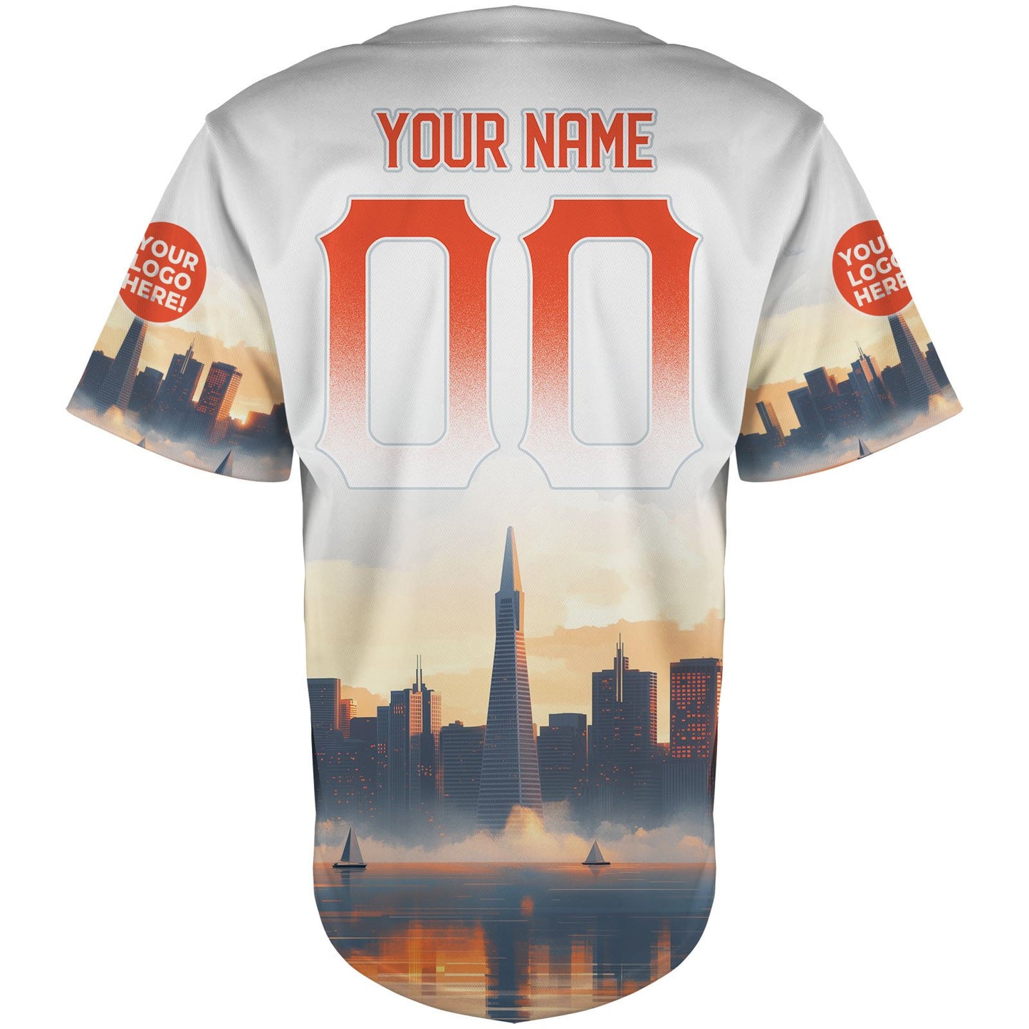 San Francisco Skyline Transamerica Pyramid Sunrise Custom Name Baseball Jerseys For Men & Women
