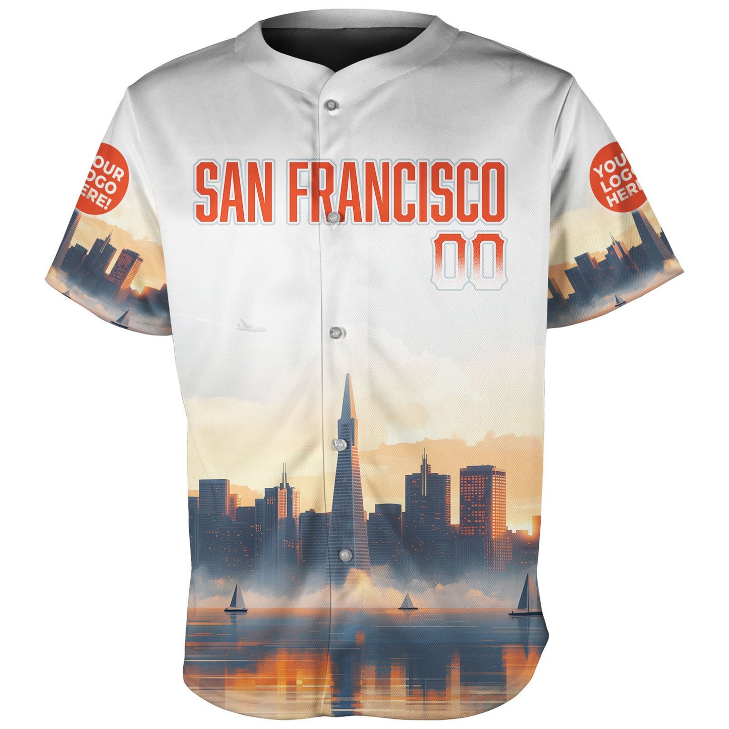 San Francisco Skyline Transamerica Pyramid Sunrise Custom Name Baseball Jerseys For Men & Women