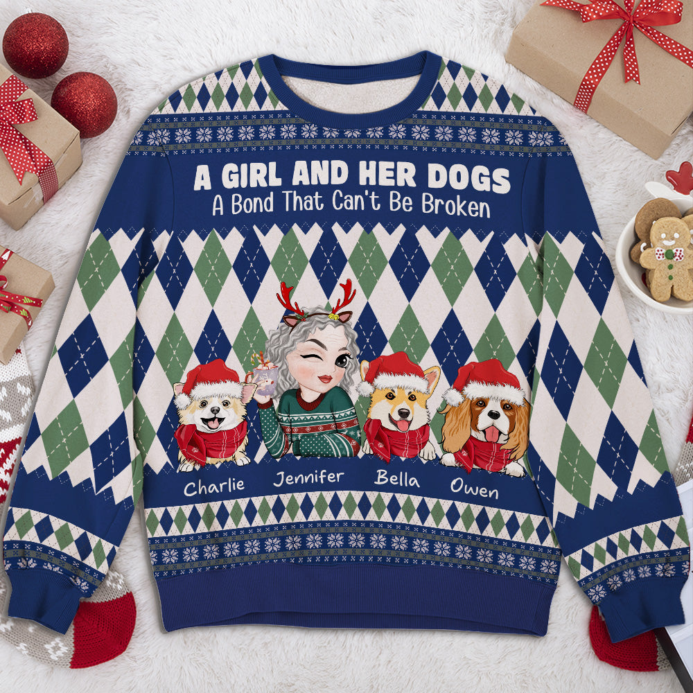 Girl And Dog Square - Personalized All-Over-Print Sweatshirt