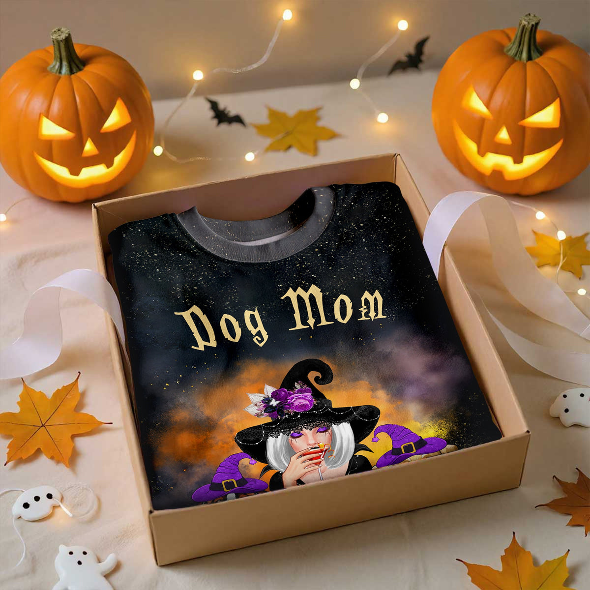 Pretty Witch Dog Mom Witchy Ombre Tie-Dye Pattern - Personalized All-Over Print Shirt - Gift For Her, Dog Lovers