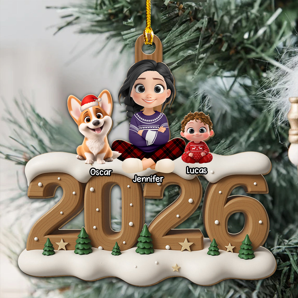 From Next Year Onwards - Personalized 3D Effect Wood Ornament - Christmas Gift For Family