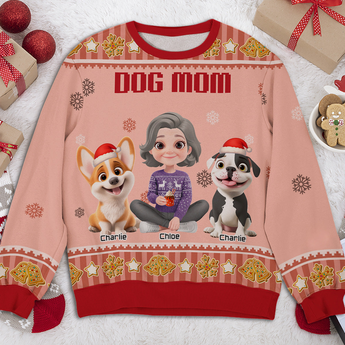 Woof Woof Christmas - Personalized All-Over-Print Sweatshirt