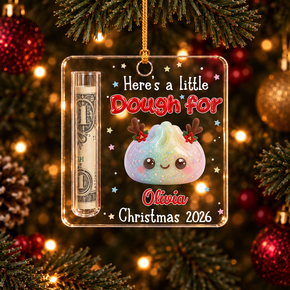 Christmas Dumpling Squishy - Personalized Cash Gift Ornament