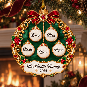 The Family personalized 2-layered wood ornament