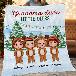 Grandma's Little Deers personalized fleece blanket