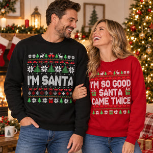 Santa Came Twice personalized all-over-print sweatshirt