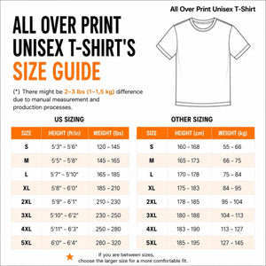 AOP shirt size chart