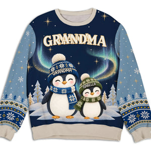 Best Grandma Penguin Ever personalized all-over-print sweatshirt