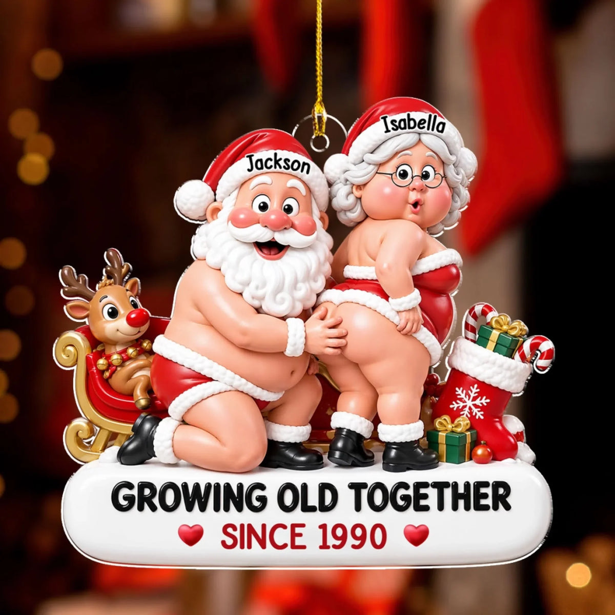Custom Couple Christmas Ornament, Funny Gift • Merry Together Forever - Personalized Acrylic Ornament
