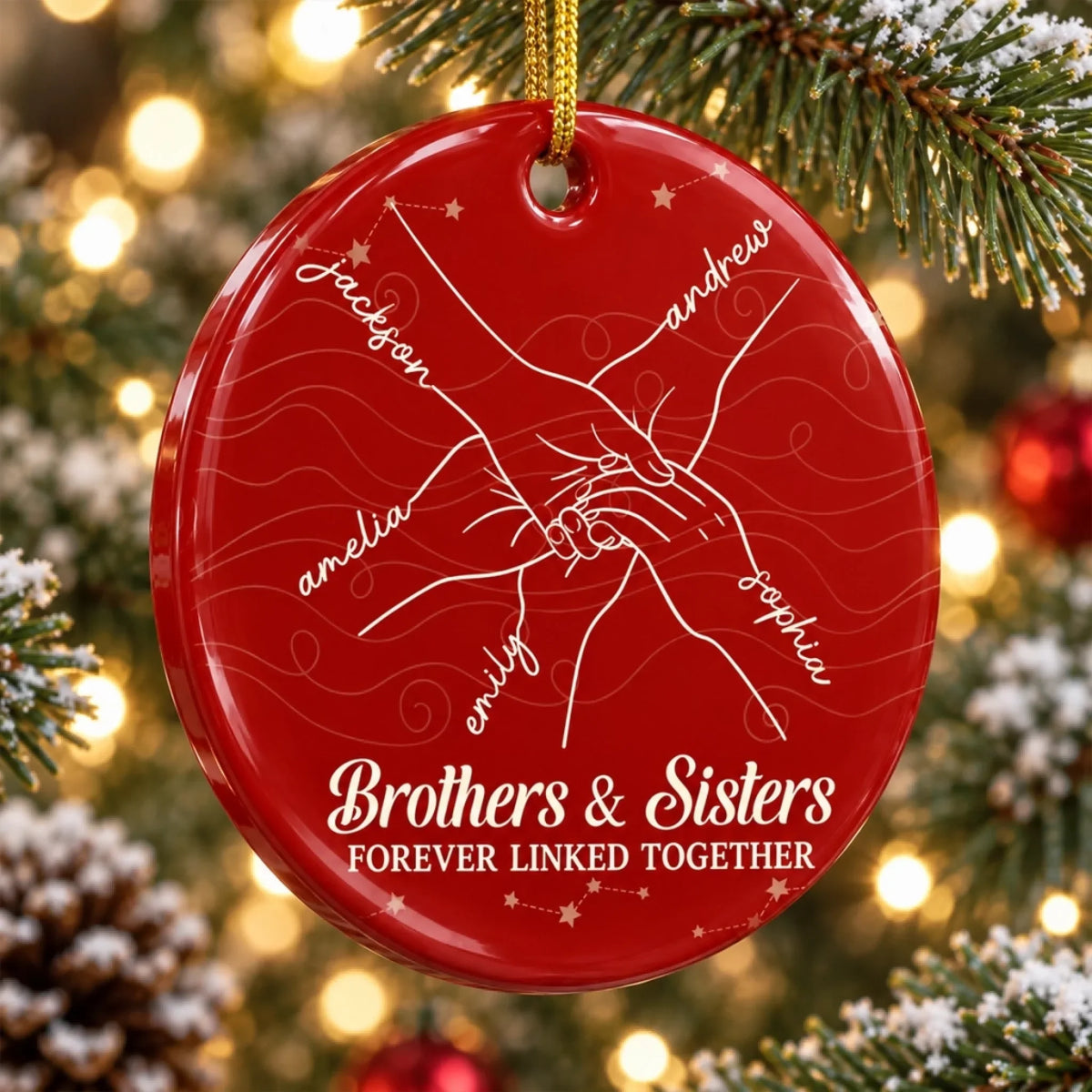 Custom Ceramic Ornament - Personalized Christmas Gifts For Brothers, Sisters, Siblings - From Childhood Memories To Forever