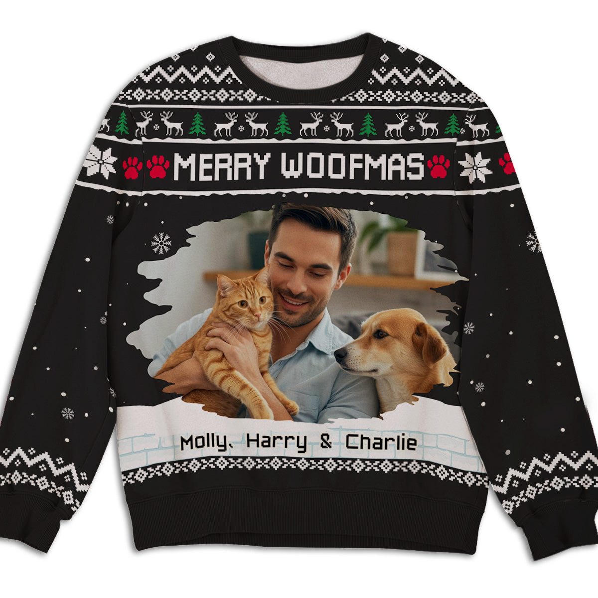 Merry Christmas To My Mom Dad Cartoon Photo - Personalized All-Over-Print Sweatshirt