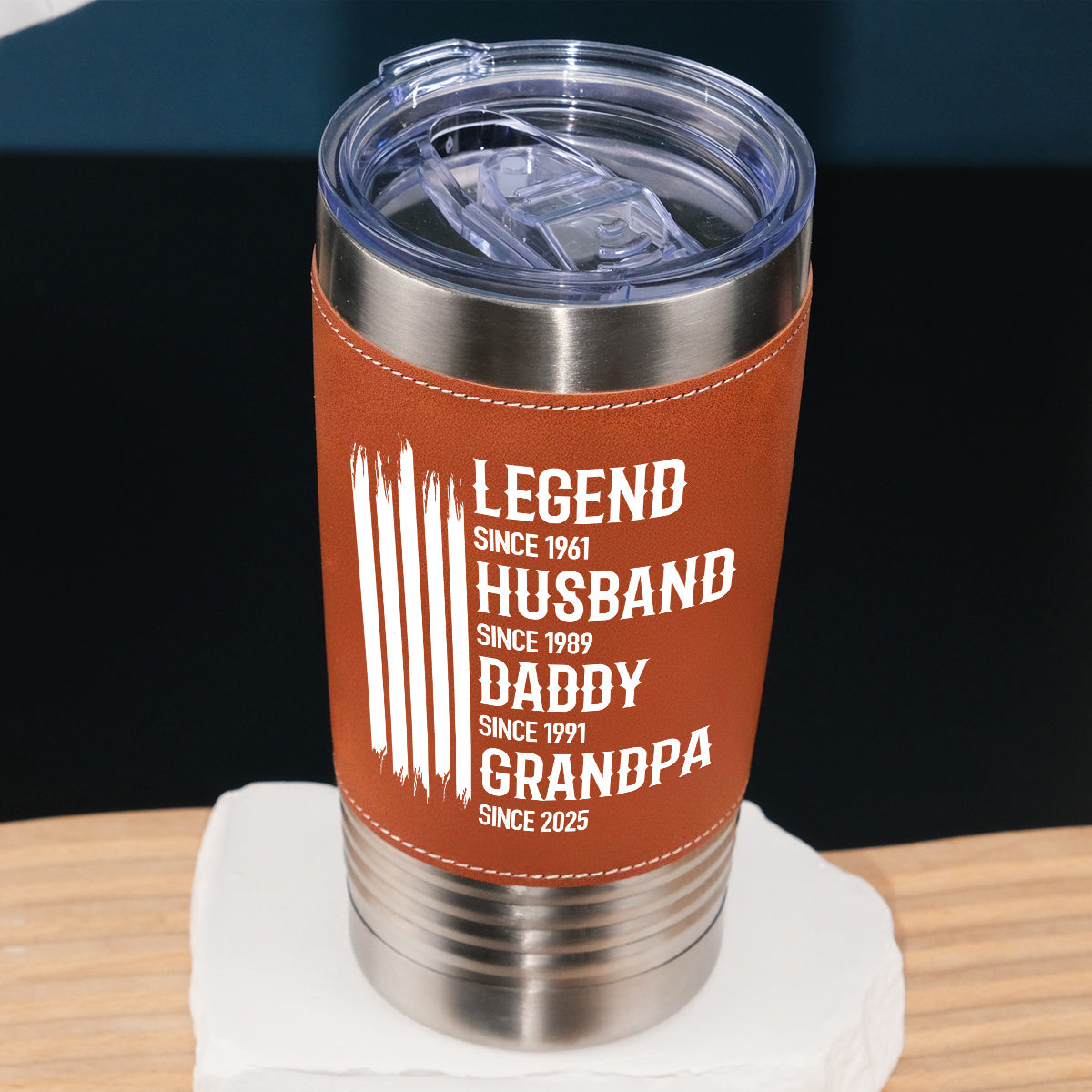 The Original Legend - Personalized Leather Tumbler - Gift For Dad, Husband