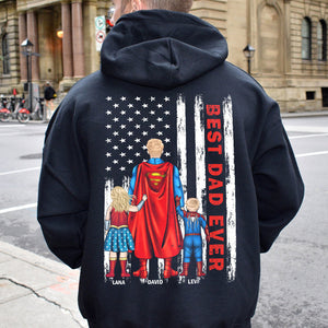 Best Dad Ever personalized hoodie - dad with two kids