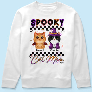 Spooky Cat Mom watercolor cats personalized shirt