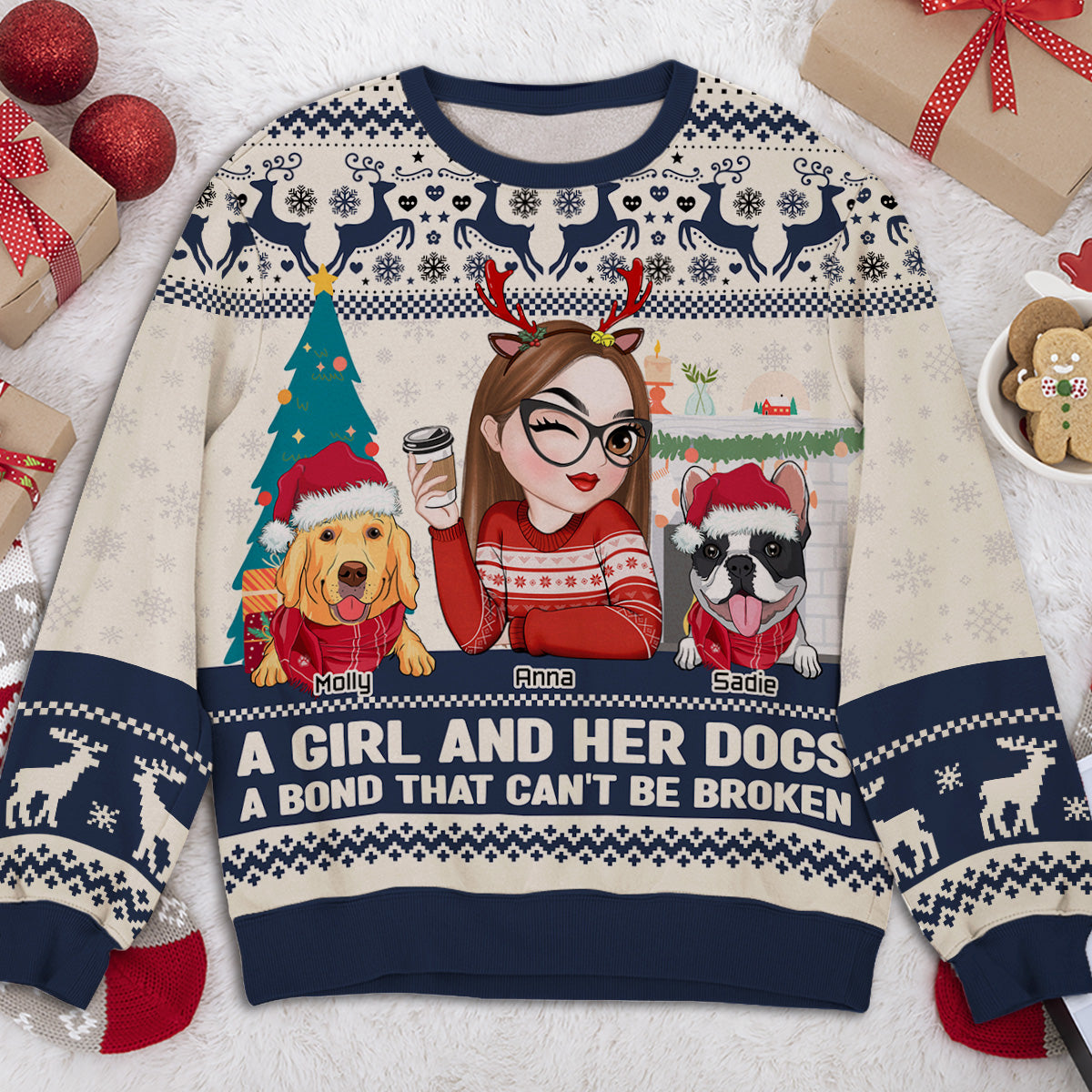 Happy Pawlidays To You My Dog Mom - Personalized All-Over-Print Sweatshirt