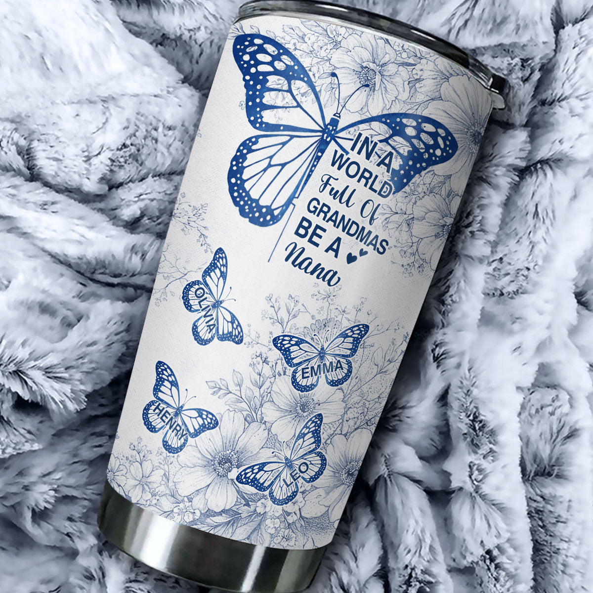 Toile De Jouy World Full Of Grandmas - Personalized Tumbler - Christmas Gift For Grandma