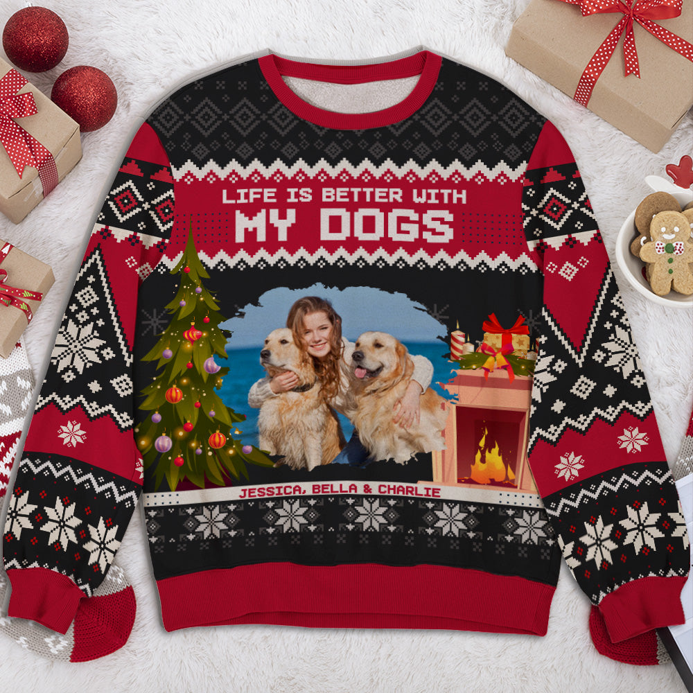 Christmas Is Better With My Dogs Photo - Personalized All-Over-Print Sweatshirt