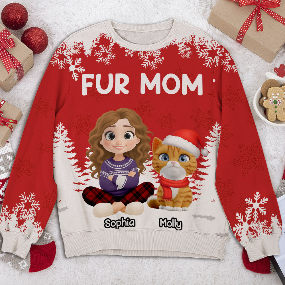 Christmas 2025 Fur Mom - Personalized All-Over-Print Sweatshirt