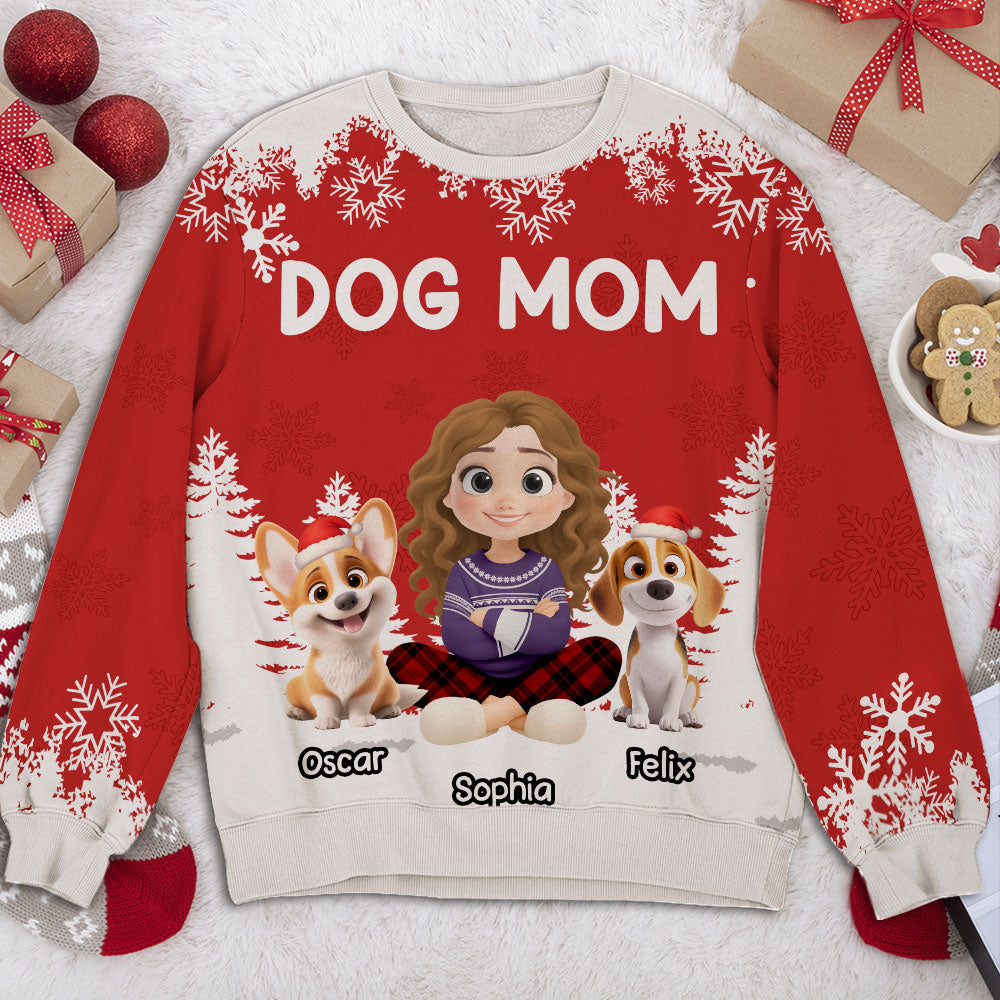 Christmas 2026 Dog Mom - Personalized All-Over-Print Sweatshirt