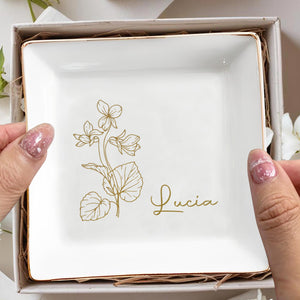 Beautiful Blossoms, A Timeless Touch For Your Loved One - Personalized Custom Jewelry Dish, Square Ceramic Dish - AAA001_SCRD