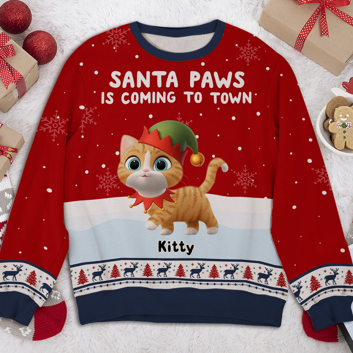 Santa Paws - Personalized All-Over-Print Sweatshirt - Christmas Gift For Mom, Dad