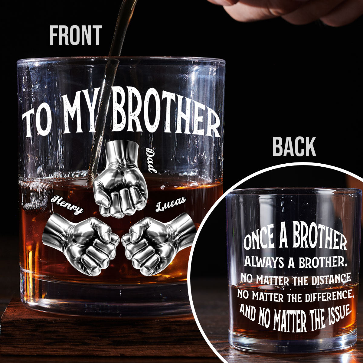 Once A Brother And Always A Brother - Personalized Whiskey Glass