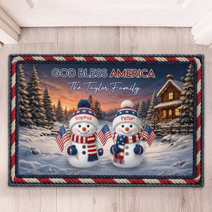 Two snowmen personalized doormat