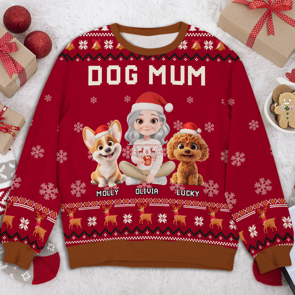Dog Mommy Christmas - Personalized All-Over-Print Sweatshirt