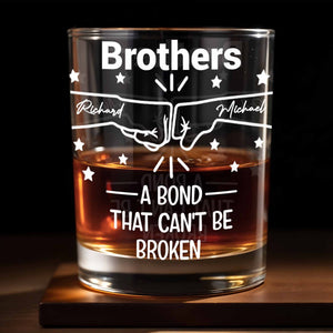 A Bond That Can't Be Broken, Stars And Handshake Design - Personalized Custom Whiskey Glass - BRT002_RWG