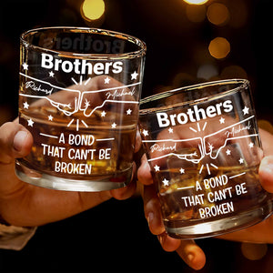 A Bond That Can't Be Broken, Stars And Handshake Design - Personalized Custom Whiskey Glass - BRT002_RWG