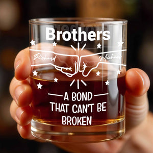 A Bond That Can't Be Broken, Stars And Handshake Design - Personalized Custom Whiskey Glass - BRT002_RWG