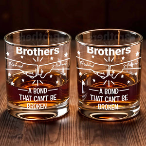 A Bond That Can't Be Broken, Stars And Handshake Design - Personalized Custom Whiskey Glass - BRT002_RWG