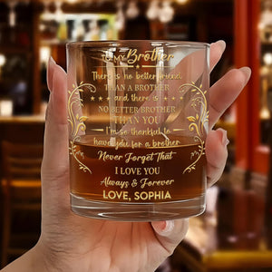 To My Brother No Better Friend Monogram Initial And Stars - Personalized Whiskey Glass - BRT009_PRIWI