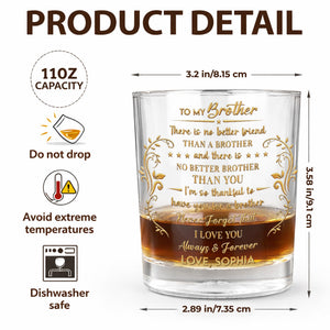 To My Brother No Better Friend Monogram Initial And Stars - Personalized Whiskey Glass - BRT009_PRIWI