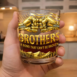 Once A Brother Always A Brother Bond Broken Fist Bump Mountains - Personalized Whiskey Glass - BRT010_PRIWI