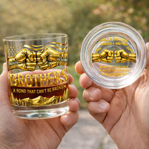 Once A Brother Always A Brother Bond Broken Fist Bump Mountains - Personalized Whiskey Glass - BRT010_PRIWI