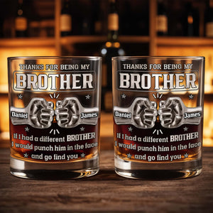 Thanks For Being My Brother, Fist Bump - Personalized Custom Whiskey Glass - BRT016_RWG