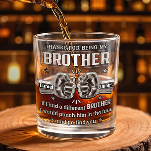 Thanks For Being My Brother, Fist Bump - Personalized Custom Whiskey Glass - BRT016_RWG