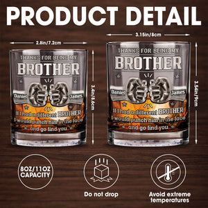 Thanks For Being My Brother, Fist Bump - Personalized Custom Whiskey Glass - BRT016_RWG