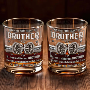 Thanks For Being My Brother, Fist Bump - Personalized Custom Whiskey Glass - BRT016_RWG