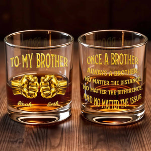 To My Brother Fist Bump Design - Personalized Custom Whiskey Glass - BRT017_RWG