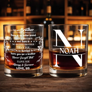 To My Brother There Is No Better Friend With Decorative Vines - Personalized Custom Whiskey Glass - BRT030_RWG
