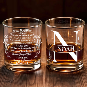 To My Brother There Is No Better Friend With Decorative Vines - Personalized Custom Whiskey Glass - BRT030_RWG