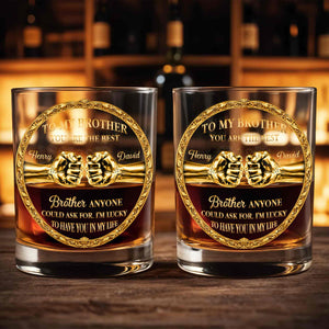 To My Brother You Are The Best Gold Fist Bump Ornament - Personalized Custom Whiskey Glass - BRT032_RWG